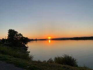 sunset over the river
