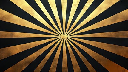 Obraz premium Abstract sunburst pattern in gold and black, with repeating lines radiating from a central point, capturing the glamour of the Art Deco era