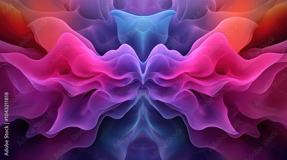 Poster abstract kaleidoscopic fractal patterns in vibrant colors