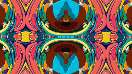 Colorful symmetrical abstract kaleidoscope background pattern for summer 