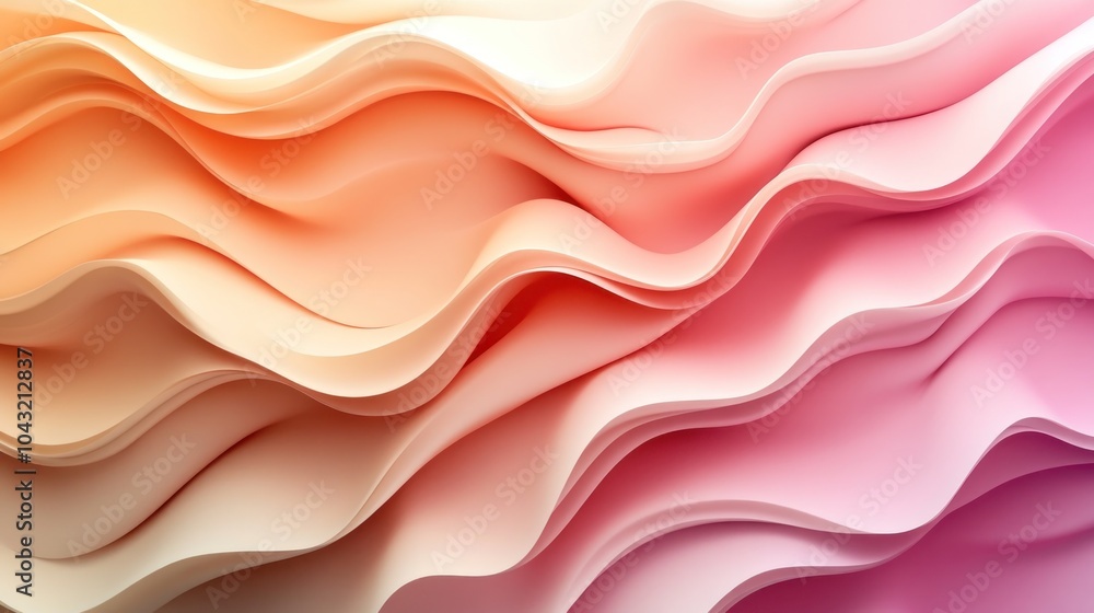 Poster smooth gradient waves with soft transitions in warm pastel colors