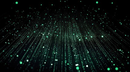 Abstract binary code falling in green on a black background for a digital matrix vibe