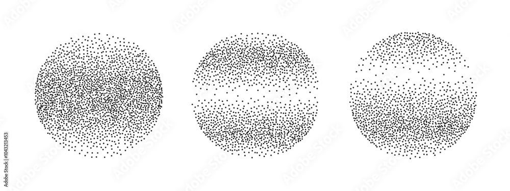 Leinwandbilder circles grunge grainy effect and stippling dots vector pattern. stippled round frame. retro texture 