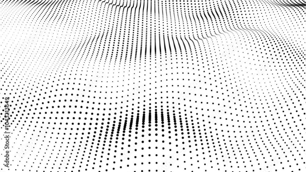 Poster abstract white background wave black dot particles form. technology futuristic digital flow seamless