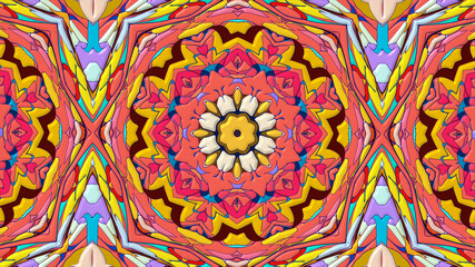 Colorful symmetrical abstract kaleidoscope background pattern for summer 