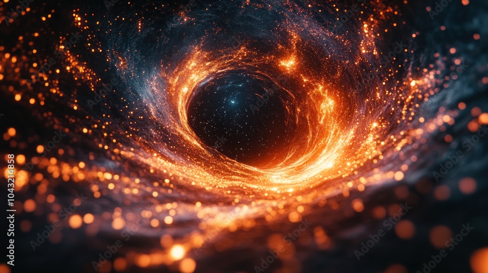 Poster sci-fi digital vortex with swirling energy lines and glowing particles, creating a sense of movement