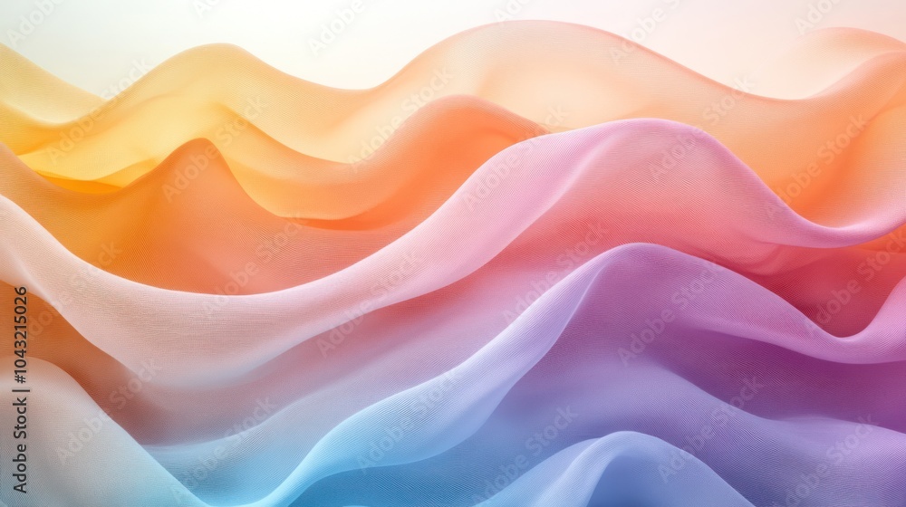 Poster smooth gradient waves with soft transitions in warm pastel colors