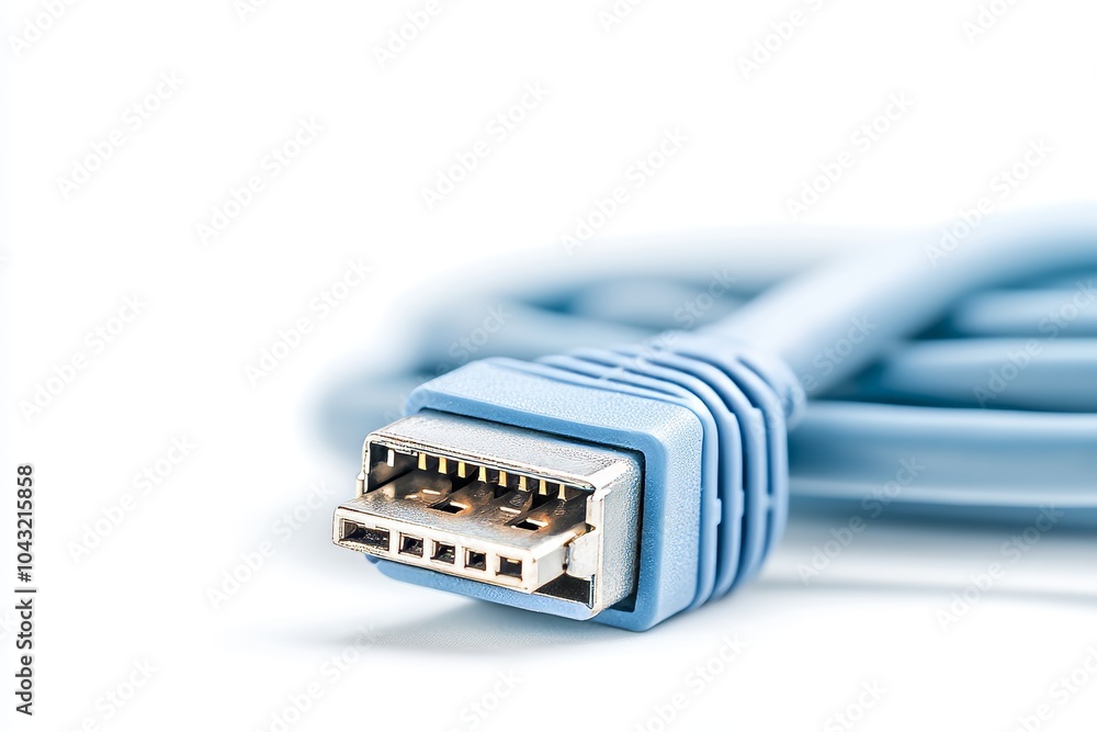Poster patch cord with twisted pairs in blue on white background