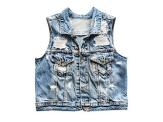 a blue jean vest with holes