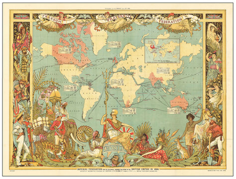 Sydney, NSW Australia - October 16 2024: British Empire 1886 map