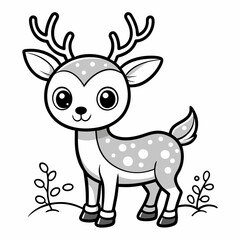 Cute Winter deer. cartoon deer. Christmas