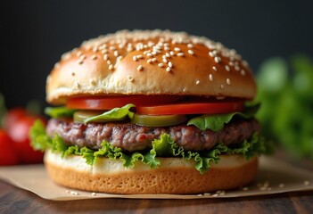 Delicious Vegan Burger with Lab Grown Meat Substitute an Ethical and Sustainable Culinary