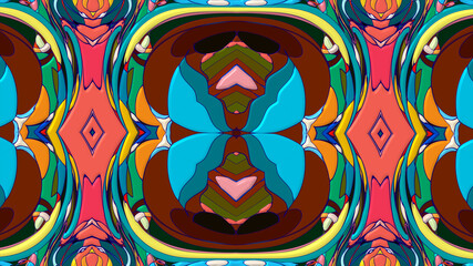 Colorful symmetrical abstract kaleidoscope background pattern for summer 