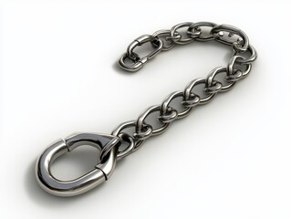Obraz premium A stainless steel chain is isolated on a white background.