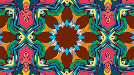 Colorful symmetrical abstract kaleidoscope background pattern for summer 