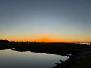 sunset over the river