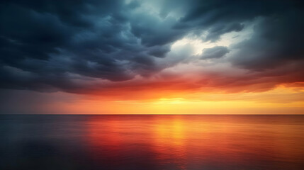 Obraz premium Dramatic Sunset over the Sea - Illustration