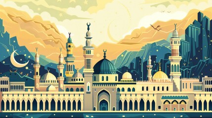 Enchanting Cityscape of Ornate Islamic Architecture in the Arabian Peninsula