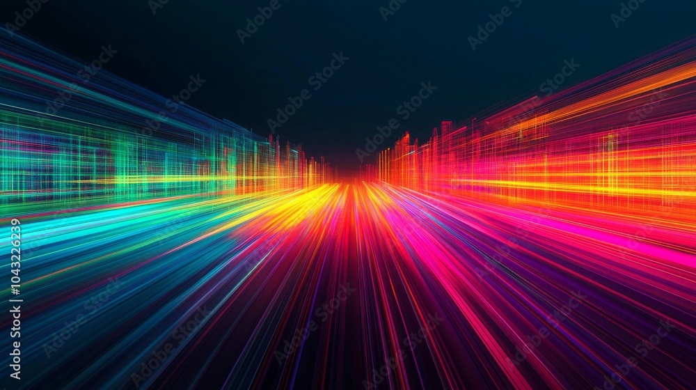 Poster effects visuals enhancement vibrant light trails creating a dynamic and futuristic scene of motion a