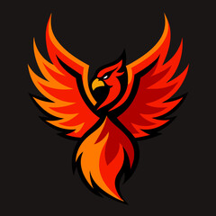 Phoenix rising mascot logo, fire and bold colors