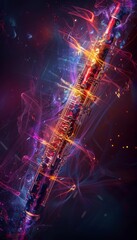 Fototapeta premium A vibrant and colorful flute surrounded by swirling abstract patterns, perfect for representing music, artistry, and creative expression.