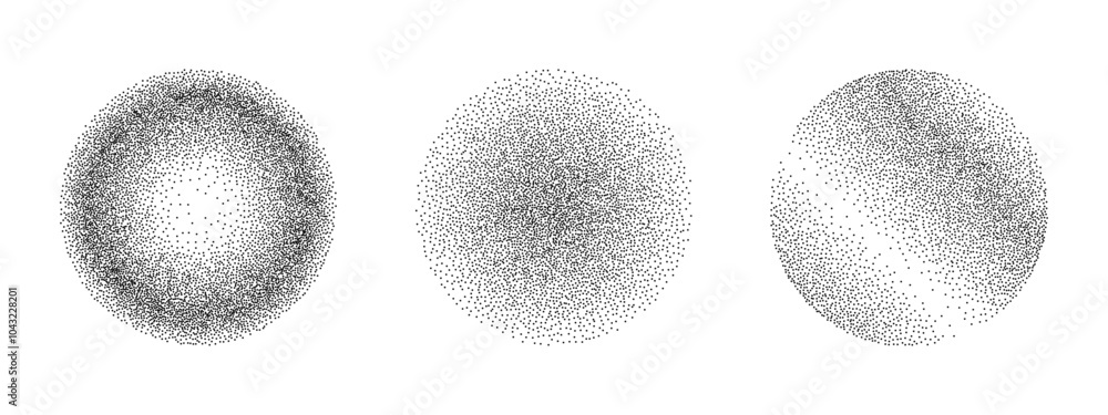 Leinwandbilder circles grunge grainy effect and stippling dots vector pattern. stippled round frame. retro texture 