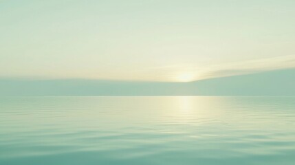 Obraz premium The sun gently rises above a tranquil sea, painting the sky with soft pastel hues, perfect for meditation and reflection