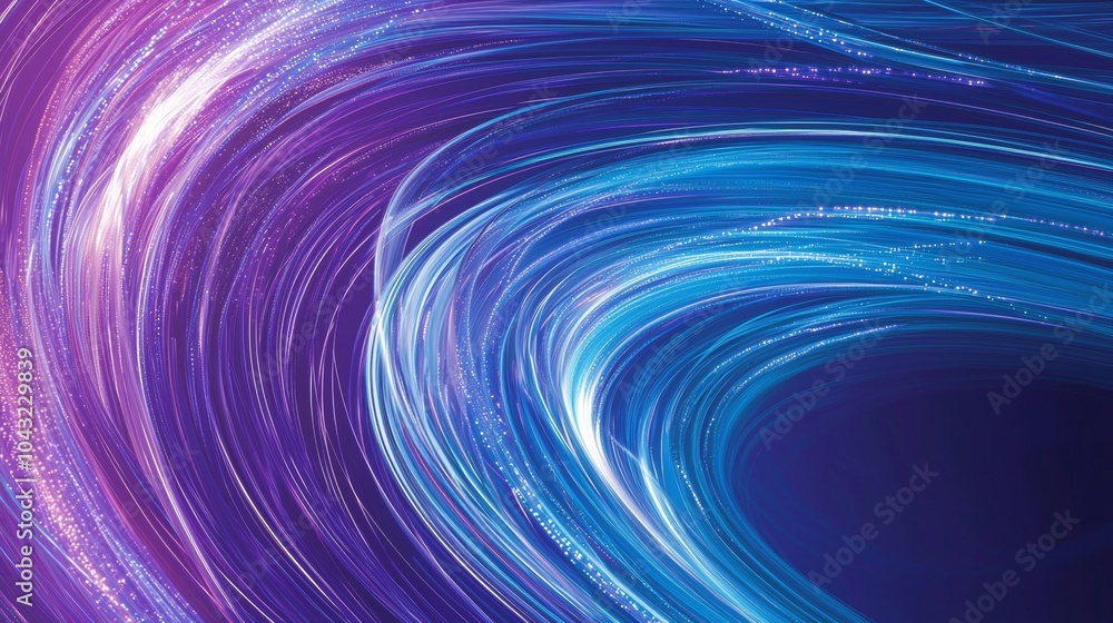 Poster abstract background with blue and purple curved lines flowing like a stream of digital data, perfect