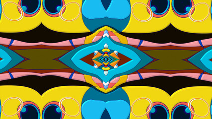 Fototapeta premium Colorful symmetrical abstract kaleidoscope background pattern for summer 