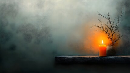 Obraz premium Cozy Christmas scene with twinkling candles the soft sound of carols echoing through the room and the peaceful ambience of the holiday season captured in an atmospheric oil painting with warm