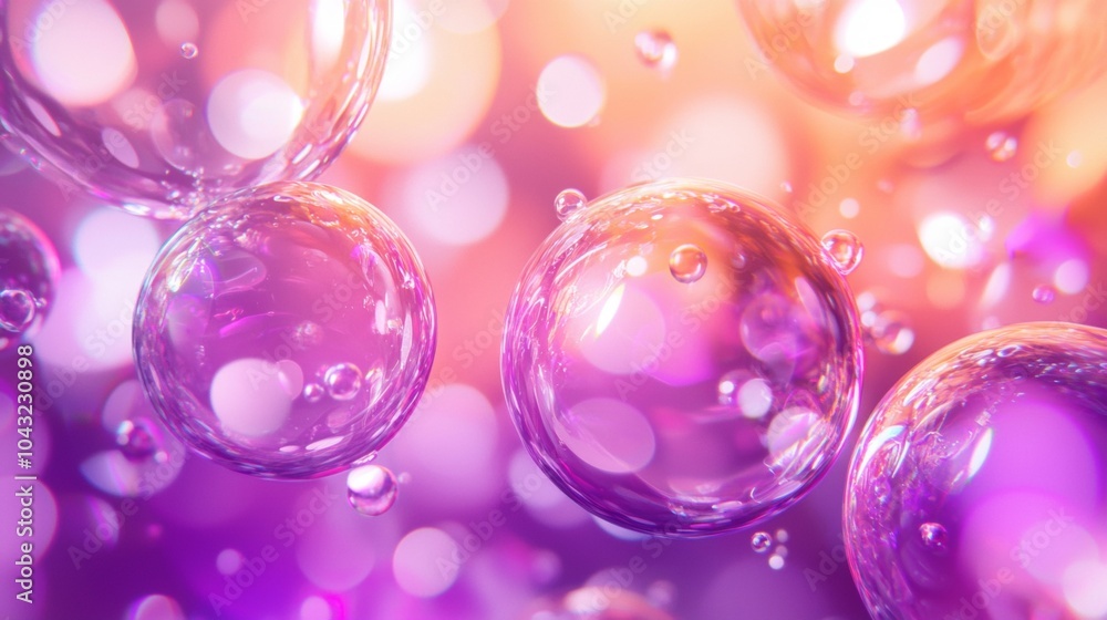 Aufkleber vibrant 3d bubbles float gracefully in front of colorful background, creating dreamlike, surreal atm
