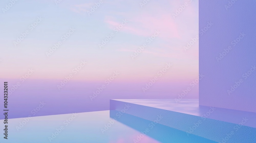 Aufkleber minimal abstract pastel background for product presentation. featuring an empty podium reflecting on