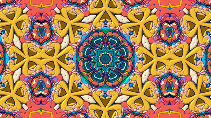 Colorful symmetrical abstract kaleidoscope background pattern for summer 