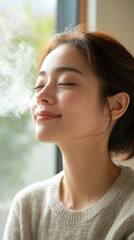 Obraz premium 窓辺でリラックスして心を落ち着かせる静かなひととき - 健康とライフスタイルのプロジェクトに最適です