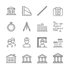 rchitectural Design Icons Set: Line Art Symbols for Construction, Blueprints, and Urban Planning