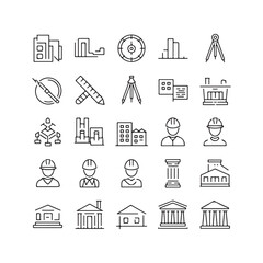 rchitectural Design Icons Set: Line Art Symbols for Construction, Blueprints, and Urban Planning