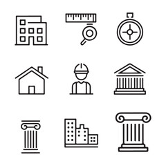 rchitectural Design Icons Set: Line Art Symbols for Construction, Blueprints, and Urban Planning