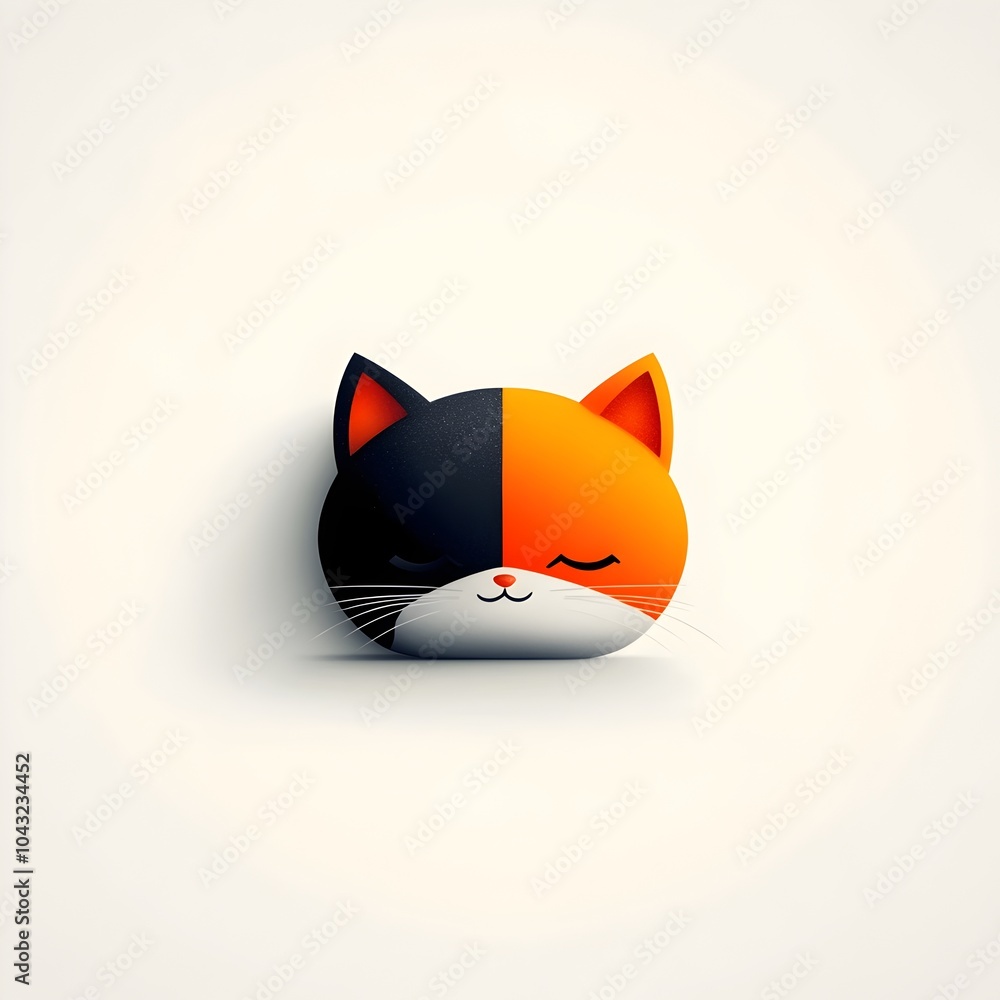 Poster charming cartoon representation of a cuddly cat or puppy character peacefully snoozing on a crisp br