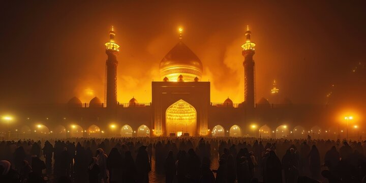 Golden Dome Mosque at Night: A Stunning Architectural Masterpiece