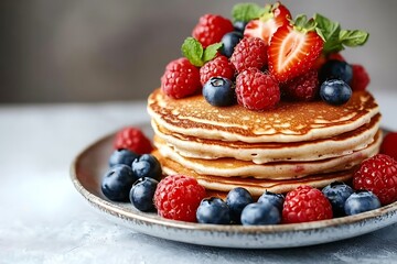 Delicious Stack of Pancakes on a Plate &ndash; Sweet and Fluffy Breakfast Delight