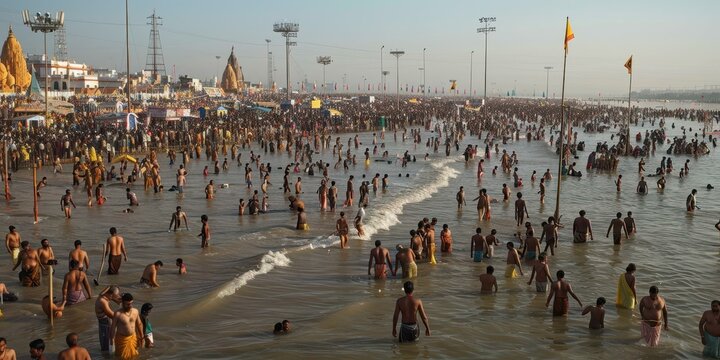 A Sea of Faith: Pilgrims Bathing in a Sacred River