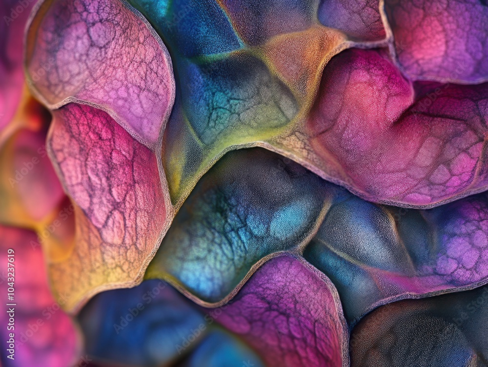Poster colorful abstract close-up of textured layers illustrating vibrant patterns found in nature