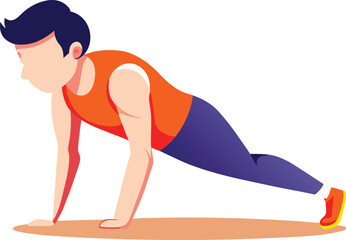 man doing planks gym workout vector illustration graphic design
