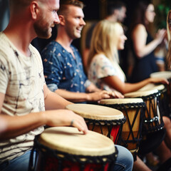 Obraz premium Capturing the Lively Energy and Passion of a Drum Course