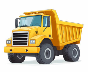 Yellow dump truck isolated on white background.