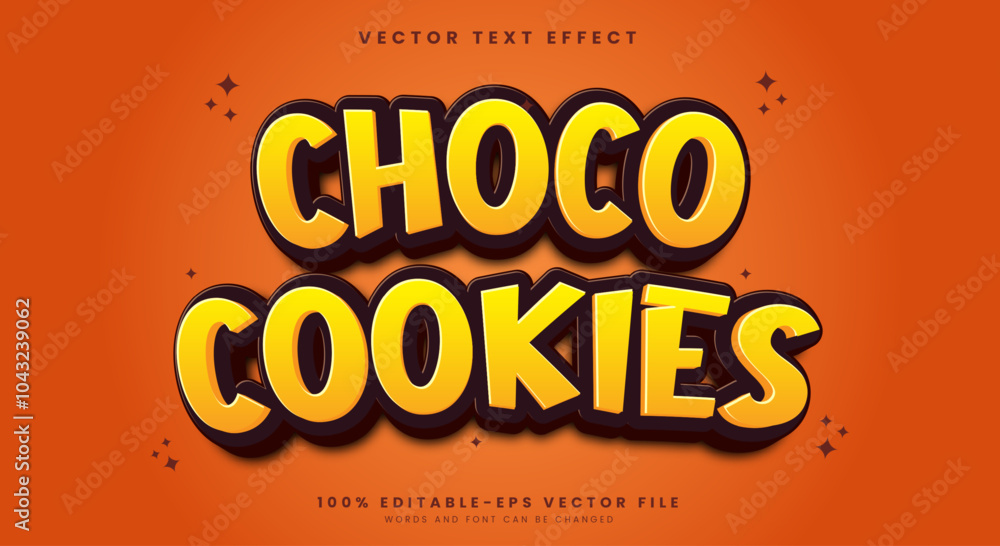 Poster choco cookies editable text effect template with orange color scheme