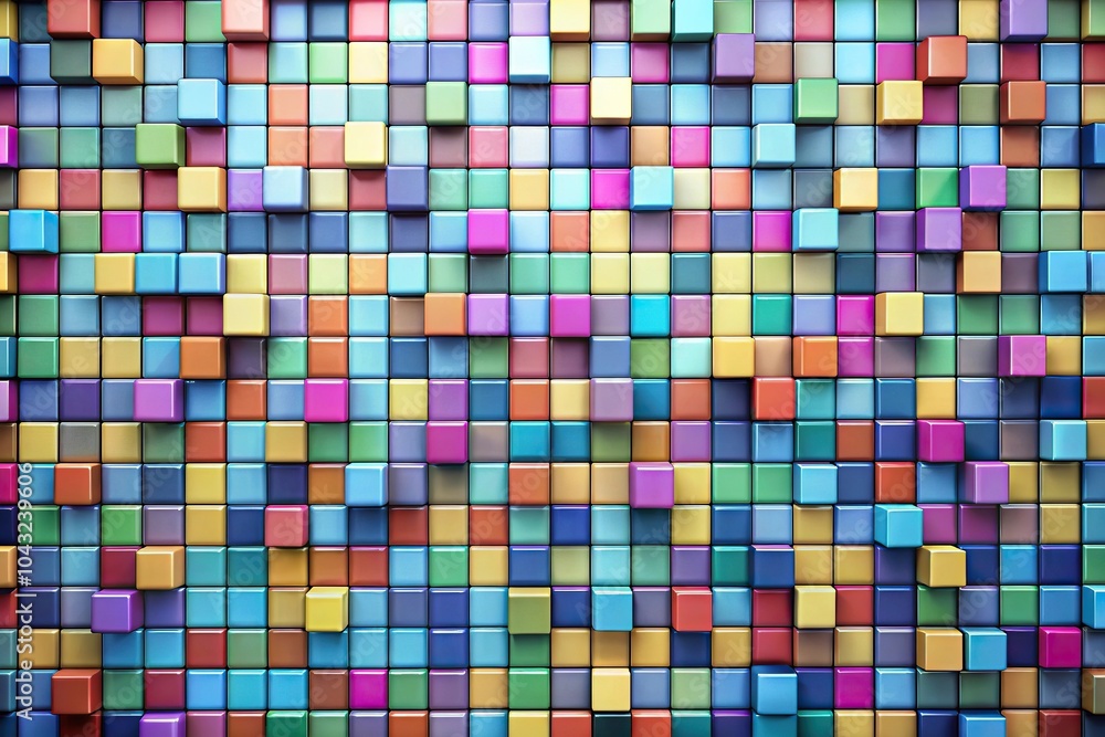 Poster High angle view of blank background wall with random pixelated squares