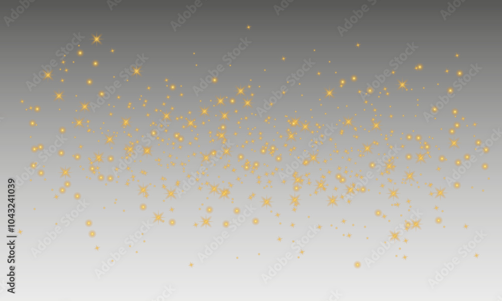 Poster glittering vector dust on transparent background. golden sparkling lights. christmas holiday glow pa