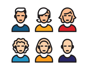 A group of people with different colored 