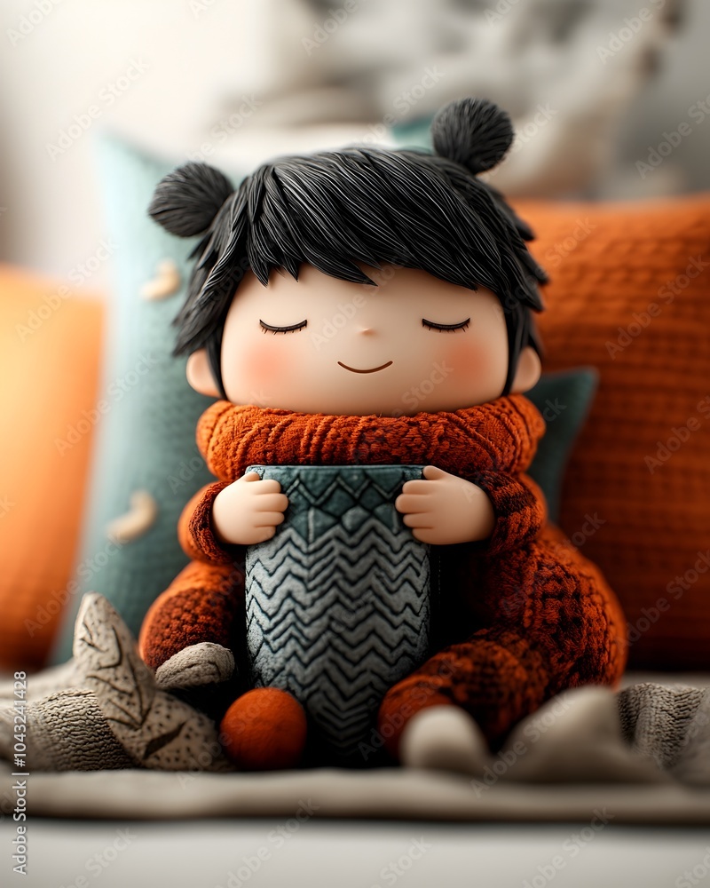 Poster delightful 3d rendered figure with an endearing and imaginative demeanor embracing a basic rectangul